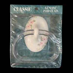 Vintage Lenape Classic Genuine Porcelain Towel Ring With Blossoms Design